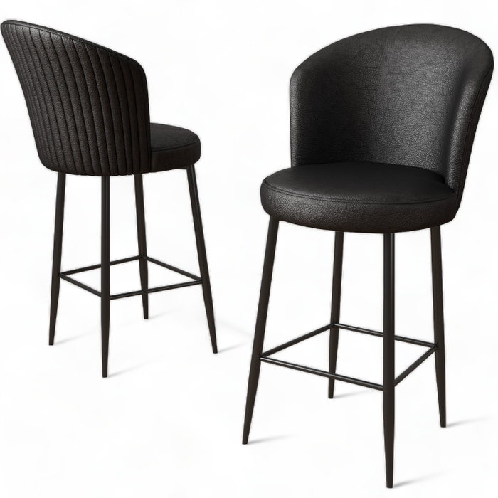Hanah Home Uras - Juego de 2 Taburetes de Bar Negros Hanah Home Uras - Juego de 2 Taburetes de Bar Negros